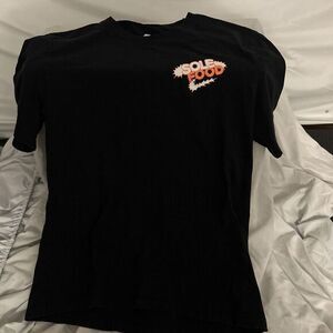 Nike Sole Food Shirt Men's Large Short Sleeve‎ Black Orange Swoosh EUC